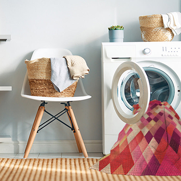 Machine Washable Transitional Crimson Red Rug in a Washing Machine, wshpat3412org