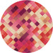 Square Patterned Crimson Red Rug, pat3412org