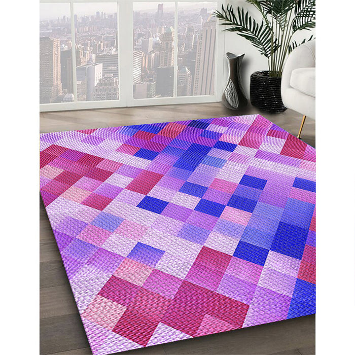 Patterned Violet Purple Rug in Family Room, pat3412pur