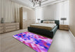 Patterned Violet Purple Rug in a Bedroom, pat3412pur