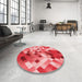 Round Patterned Pastel Red Pink Rug in a Office, pat3412rd