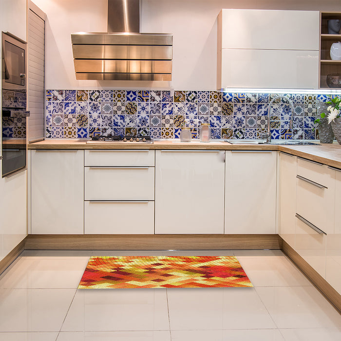 Patterned Orange Rug in a Kitchen, pat3412yw