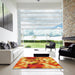 Machine Washable Transitional Orange Rug in a Kitchen, wshpat3412yw