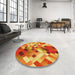 Round Patterned Orange Rug in a Office, pat3412yw