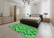 Round Machine Washable Transitional Neon Green Rug in a Office, wshpat3413grn