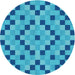 Square Patterned Blue Rug, pat3413lblu