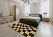 Patterned Midnight Gray Rug in a Bedroom, pat3414brn