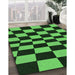 Machine Washable Transitional Dark Forest Green Rug in a Family Room, wshpat3414grn