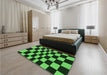 Patterned Dark Forest Green Rug in a Bedroom, pat3414grn