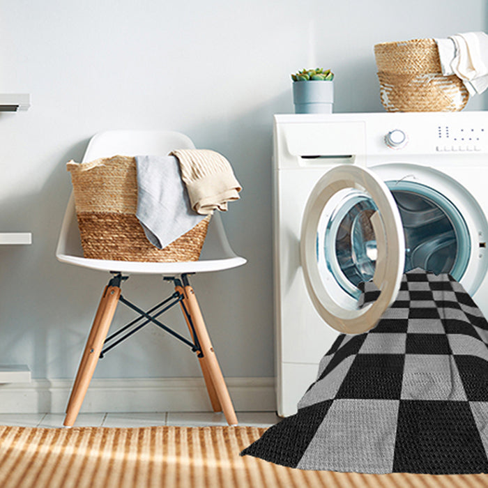 Machine Washable Transitional Midnight Gray Rug in a Washing Machine, wshpat3414gry