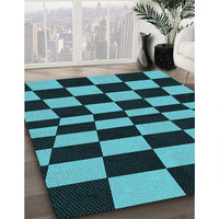 Patterned Deep Teal Green Rug, pat3414lblu