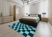 Patterned Deep Teal Green Rug in a Bedroom, pat3414lblu