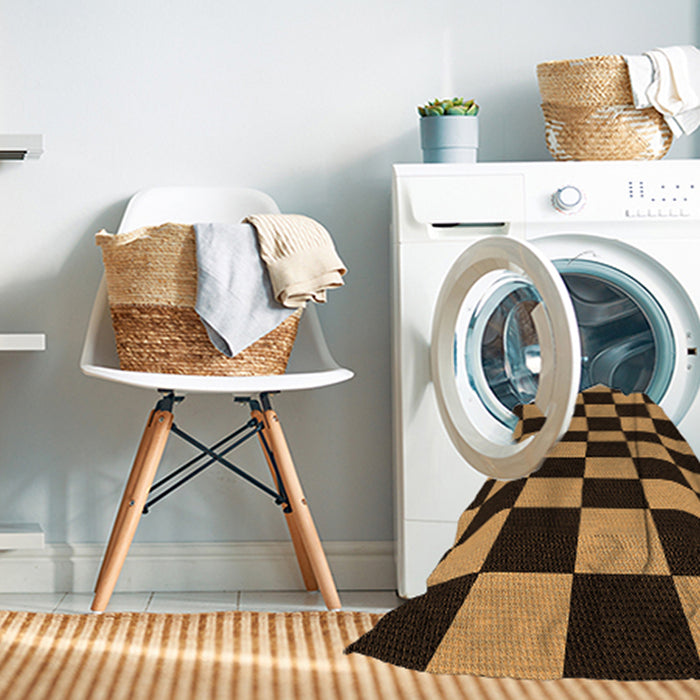 Machine Washable Transitional Black Brown Rug in a Washing Machine, wshpat3414org