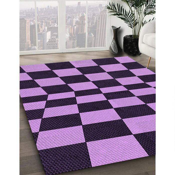 Patterned Purple Rug in Family Room, pat3414pur