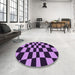 Round Patterned Purple Rug in a Office, pat3414pur