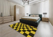 Patterned Midnight Gray Rug in a Bedroom, pat3414yw