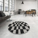 Round Patterned Mid Gray Novelty Rug in a Office, pat3414