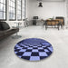 Round Patterned Sky Blue Rug in a Office, pat3415blu