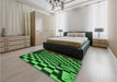 Patterned Dark Forest Green Rug in a Bedroom, pat3415grn