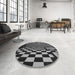 Round Patterned Charcoal Black Rug in a Office, pat3415gry