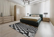 Patterned Charcoal Black Rug in a Bedroom, pat3415gry