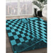 Machine Washable Transitional Deep Teal Green Rug in a Family Room, wshpat3415lblu