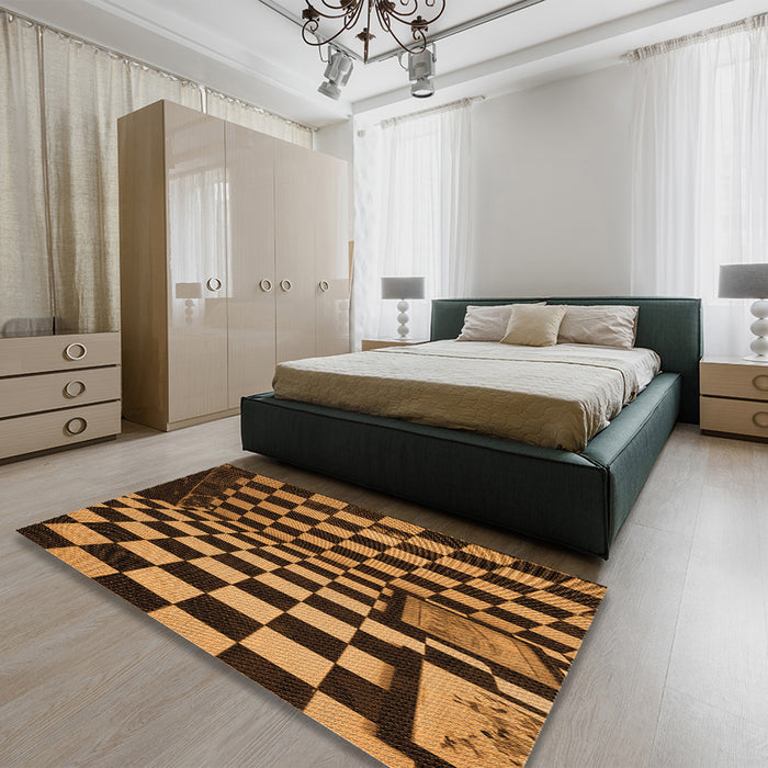 Patterned Orange Rug in a Bedroom, pat3415org
