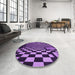 Round Patterned Purple Rug in a Office, pat3415pur