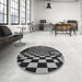 Round Machine Washable Transitional Dark Gray Rug in a Office, wshpat3415