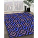 Machine Washable Transitional Night Blue Rug in a Family Room, wshpat3416blu