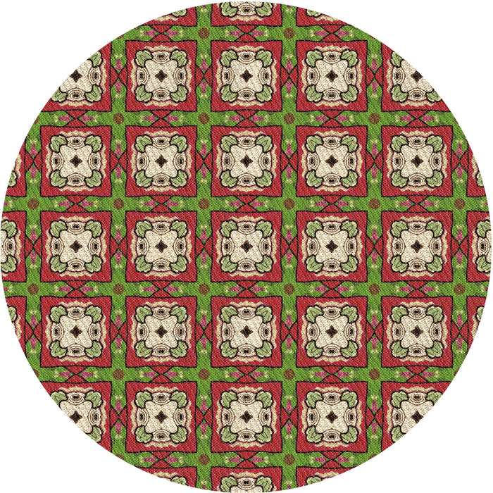 Square Patterned Fire Brick Red Rug, pat3417brn