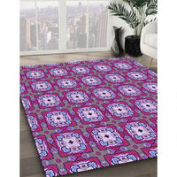 Patterned Medium Violet Red Pink Rug, pat3417pur