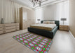 Patterned Green Modern Rug in a Bedroom, pat3417