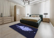 Patterned Black Rug in a Bedroom, pat3418blu