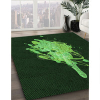 Patterned Black Rug, pat3418grn