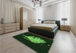 Patterned Black Rug in a Bedroom, pat3418grn