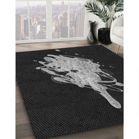 Patterned Black Rug, pat3418gry