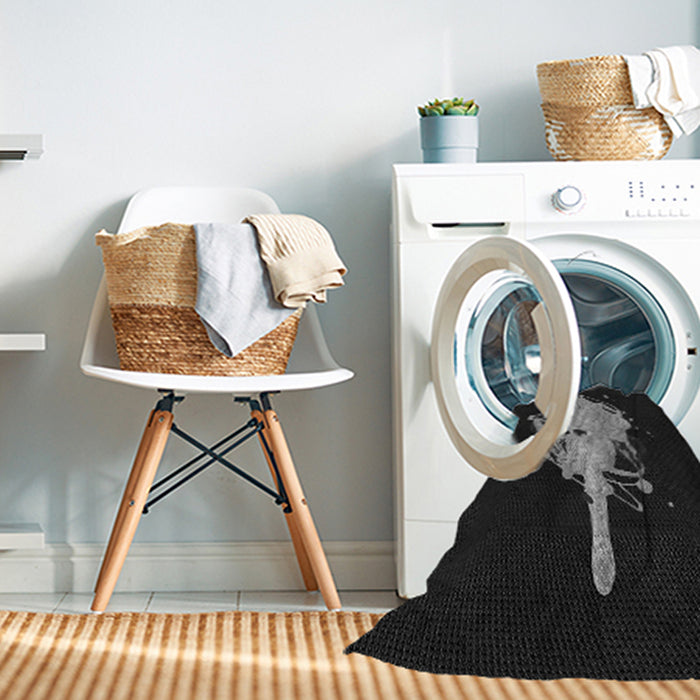 Machine Washable Transitional Black Rug in a Washing Machine, wshpat3418gry