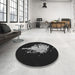 Round Patterned Black Rug in a Office, pat3418gry