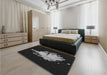 Patterned Black Rug in a Bedroom, pat3418gry