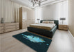 Patterned Dark Cyan Green Rug in a Bedroom, pat3418lblu