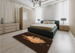 Patterned Saddle Brown Rug in a Bedroom, pat3418org