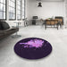 Round Patterned Purple Violet Purple Rug in a Office, pat3418pur