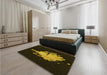 Patterned Black Rug in a Bedroom, pat3418yw