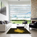 Square Patterned Black Rug in a Living Room, pat3418yw