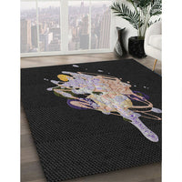 Patterned Black Novelty Rug, pat3418