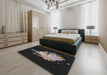 Patterned Black Novelty Rug in a Bedroom, pat3418