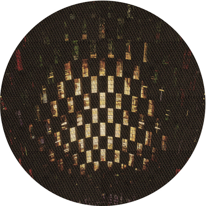 Square Patterned Black Rug, pat3419brn