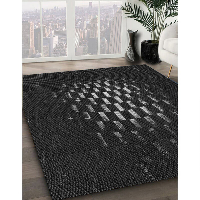 Machine Washable Transitional Black Rug in a Family Room, wshpat3419gry