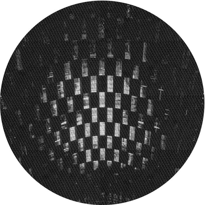 Square Patterned Black Rug, pat3419gry